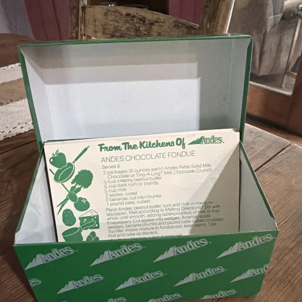 Vintage Andes Candies Recipe File Box Complete W Recipes And Blank Cards